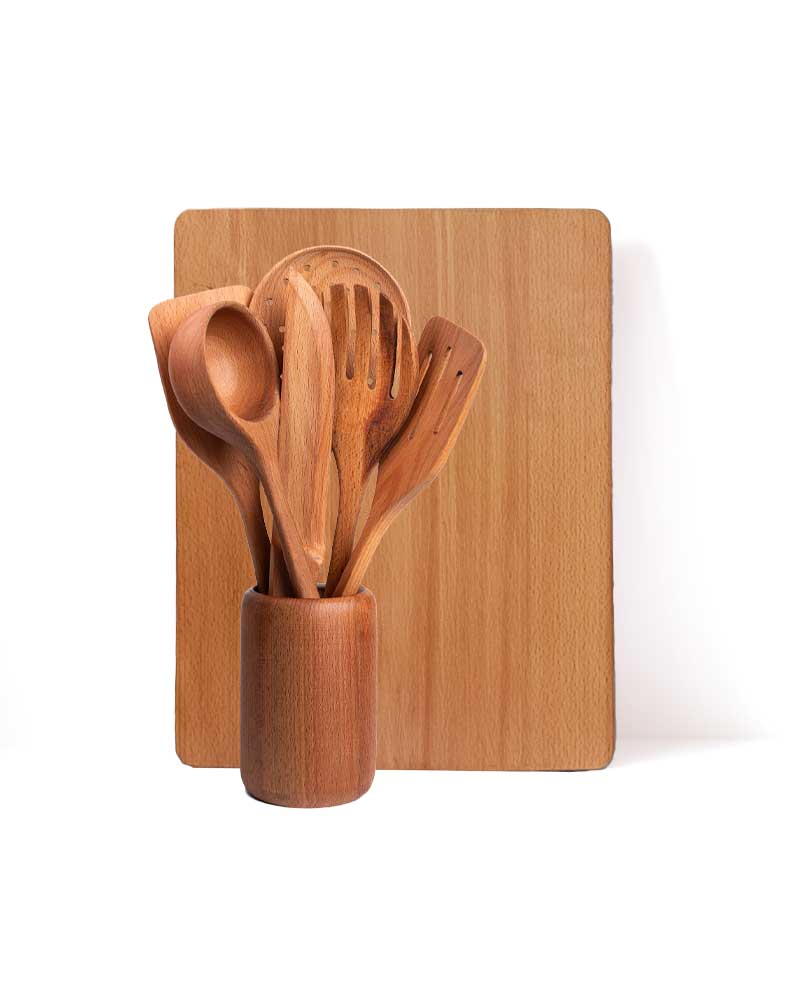Wooden Kitchen Bundle – طقم توزيع خشب مع لوح تقطيع