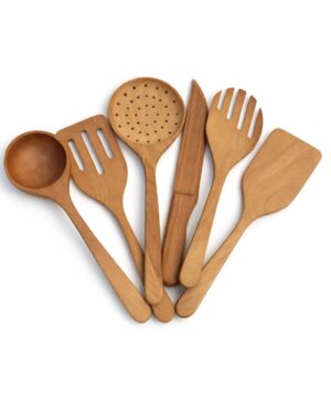 Wooden Utensils Set – طقم توزيع خشب 5 قطع